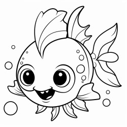kawaii anglerfish with a glowing lure and a mischievous grin