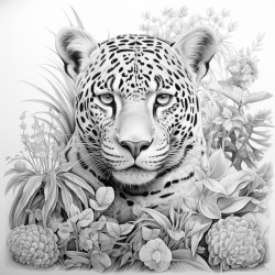 paysage magique il grec jaguar perroquet