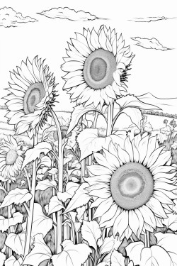 impressionism style sunflower field