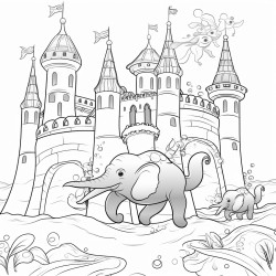 underwater castle and flying elephants