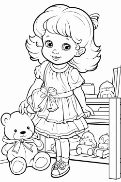 child playing with dolls