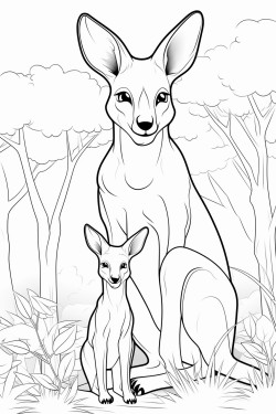 kangaroo with joey in the trees