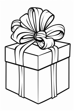 one large present with a big bow on top solid white background
