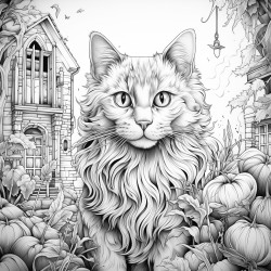 a halloween cat in a haunted manouse