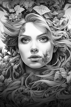 goddess of nature surrounded by plants