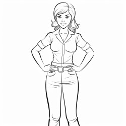 a strong confident woman standing with her hands on her hips looking forward with determination