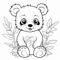 oso panda con tallo de planta