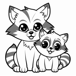 cat and raccoon