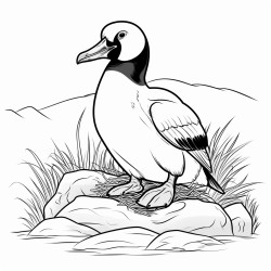 a cute icelandic great auk in its nest