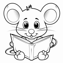 une souris lit un livre