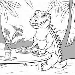 iguana at a table in the forest