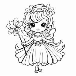 fairy with flower crown wearing a tutu dress carrying a wand