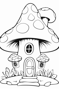 create coloring pages on mushroom house