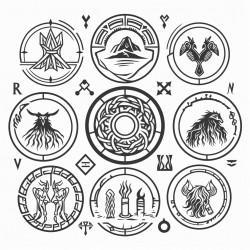 norse runes magical creatures and alchemy symbols