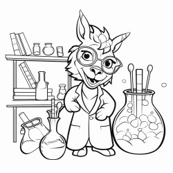 unicorn doing chemistry