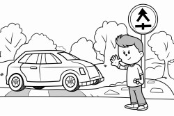 traffic signs on the side of the road such as a stop sign and a detour sign