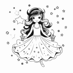 a beautiful older teen tooth fairy flying surrounded by stars