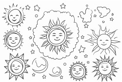 soothing celestial elements like suns moons and stars to evoke feelings of peace purpose and clarity