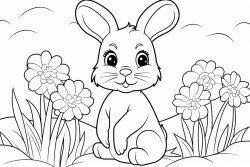 a rabbit in a garden of daffodils
