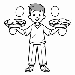 person juggling plates