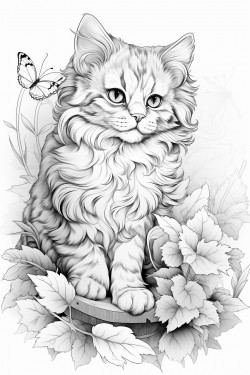 a beautiful but disheveled cat in a magical forest