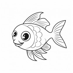 simple and cute fish outline drawing with thin bold lines