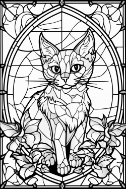 stained glass cat