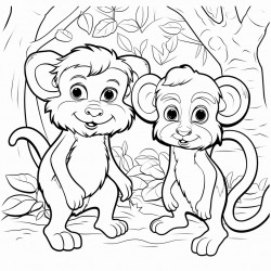 cat monkey  rabbit in the forest together