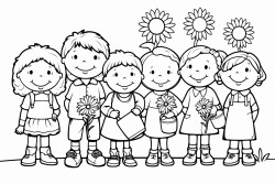je veux un coloriage pour enfants avec 8 motsobjets commencant par la lettre a