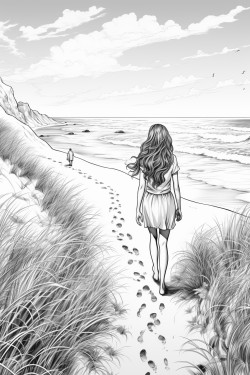 girl walking on the beach