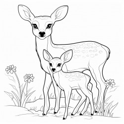 baby deer with its mother