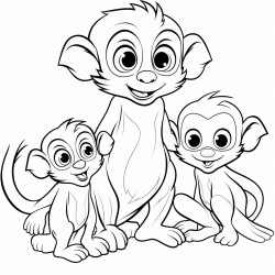 family cubs of monkey