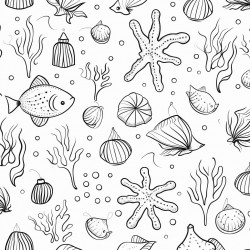 underwater doodle seamless pattern
