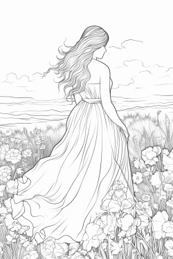 field of flowers at sunset