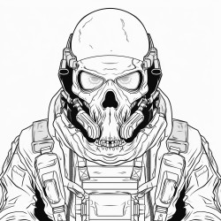 soldier wearing a skull mask