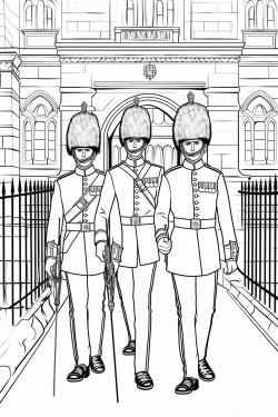 united kingdom kings guards in changing ceremony