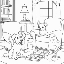 rabbit and dog in sitting room