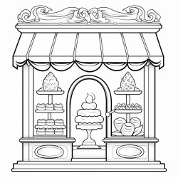wedding cake in shop window of a bookstore