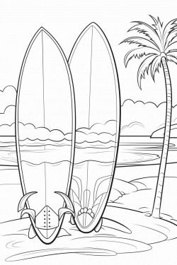 surfboards and surfing at the beach