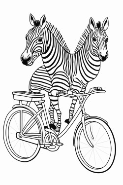 a zebra riding a bike with helping weals