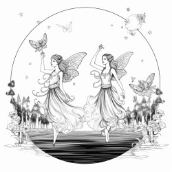fairies dancing under moon in forest