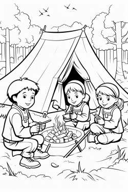 kids at a camp site