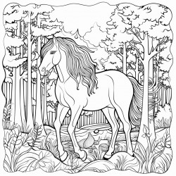 a horse in the forest
