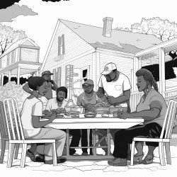 big black family cookout black and white