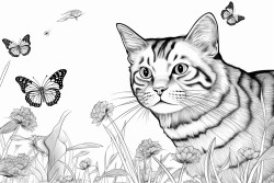 a playful cat chasing butterflies 0 