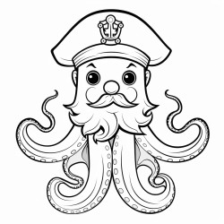 octopus wearing a ship captain suit