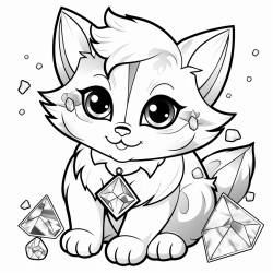 crystal kitten with crystals all around her