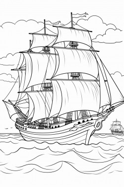 pirate ships in ocean