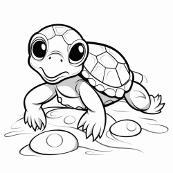 a baby sea turtle crawling out of its egg