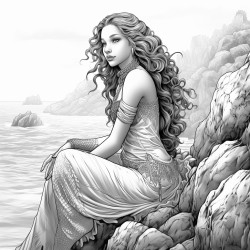 a mermaid sitting on a rock